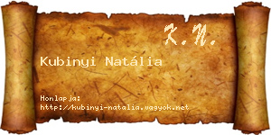 Kubinyi Natália névjegykártya